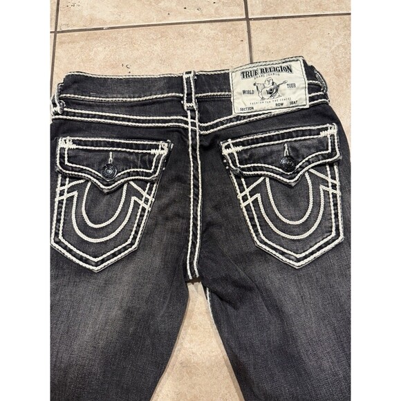 True Religion Ricky Jeans Mens 30x32 Black Relaxed Straight Denim Rope Flap - Picture 2 of 10